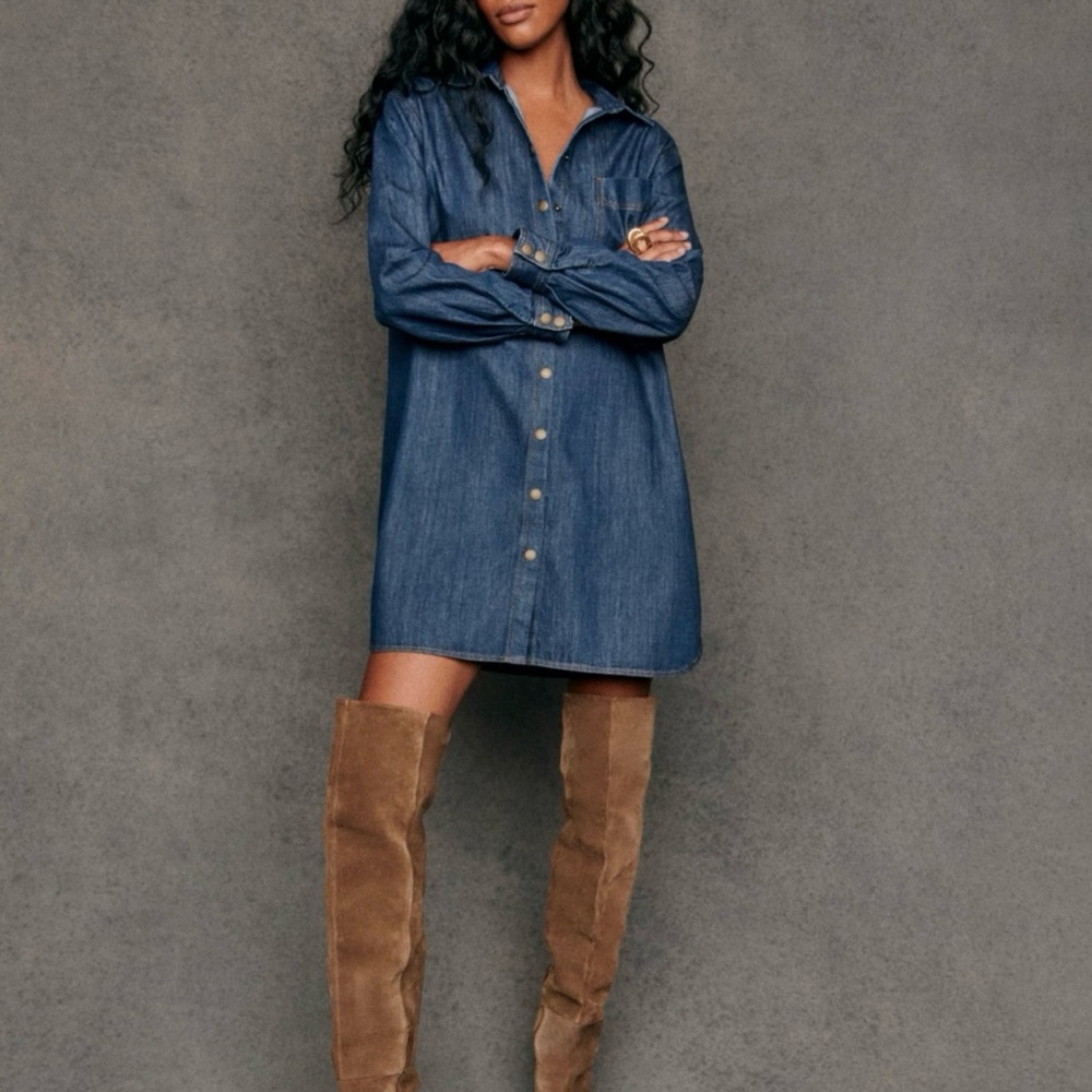 Sezane Sadie denim dress, oversized fit. NWT. Size 2 US, 34 EUR